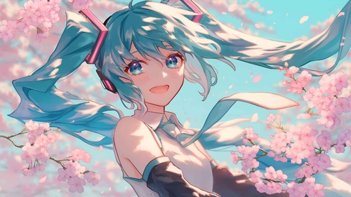 初音未来樱花电脑桌面壁纸-奈落语