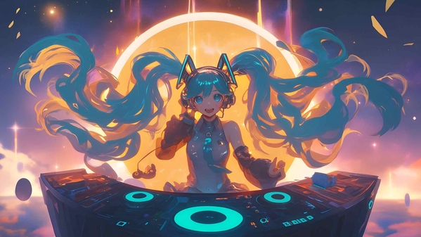 Vocaloid 初音未来 DJ 宇宙桌面壁纸-奈落语