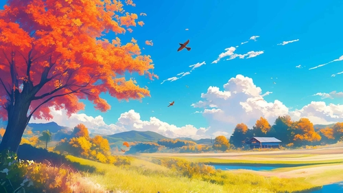 秋季风景乡村和平桌面壁纸-奈落语