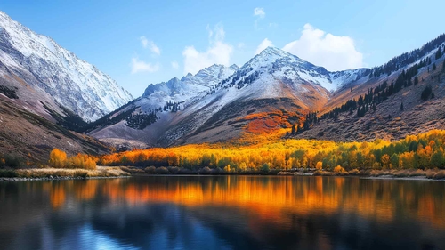 山倒影秋季风景 MACOS 壁纸-奈落语