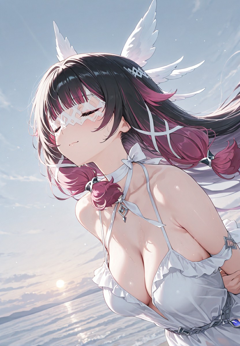 梦幻二次元美少女的海边风情