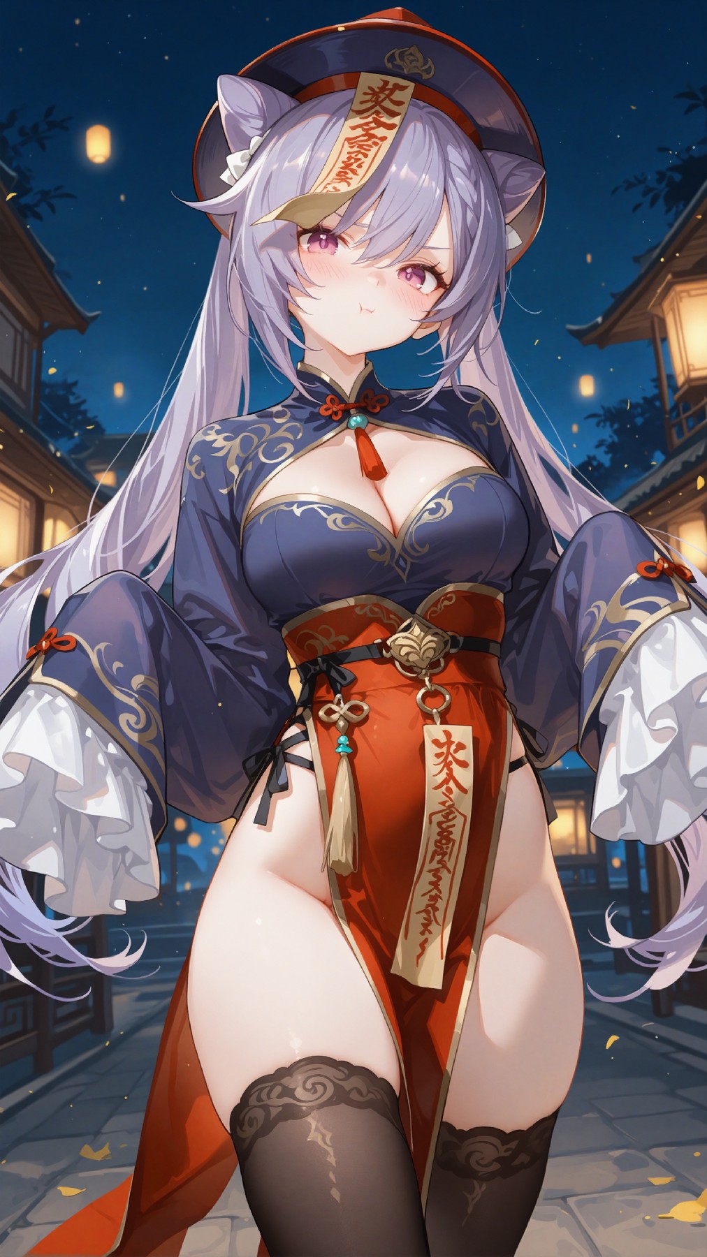 刻晴化身僵尸娘 古街夜灯下娇俏撩人