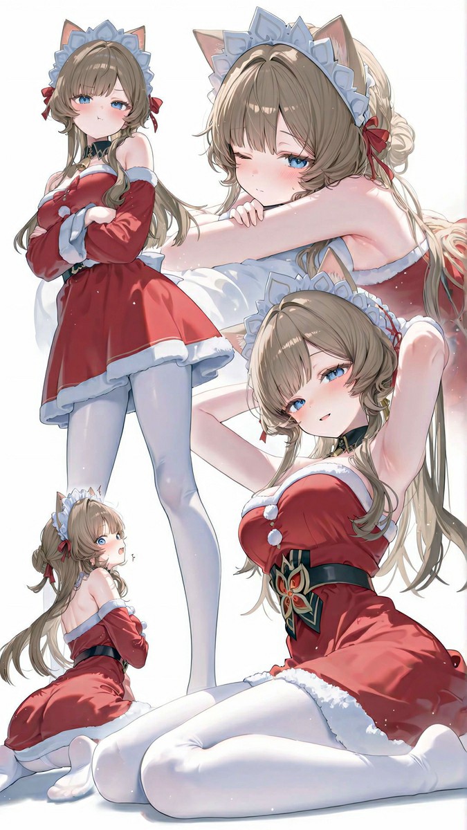 圣诞猫耳女仆百变姿态，软萌感戳中少女心