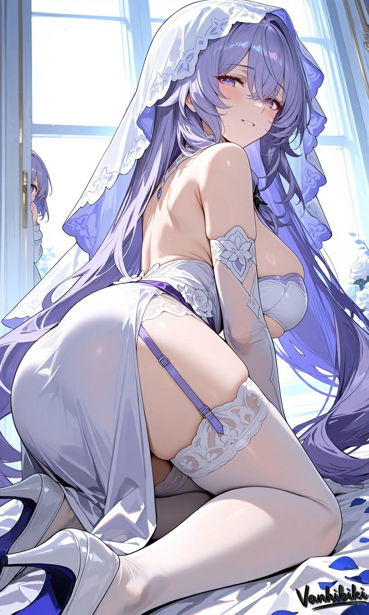 梦幻紫发少女的唯美姿态展现