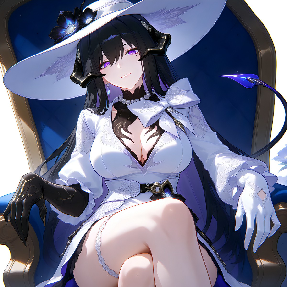 白衣魅魔御姐端坐 冷艳矜贵氛围感拉满