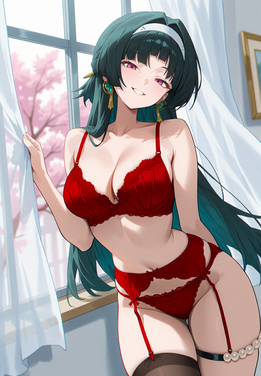 二次元美少女红色内衣 樱花背景超吸睛