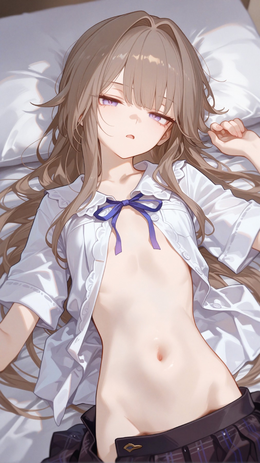 二次元慵懒少女的白衬衫氛围感