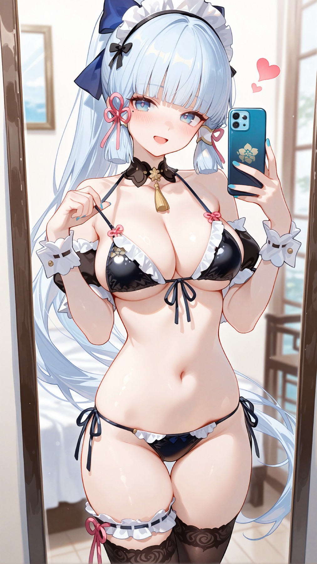 女仆风泳装自拍!二次元美少女超吸睛