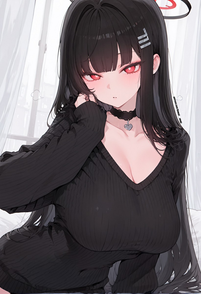 黑发红眼甜酷少女慵懒出镜，氛围感直接拉满