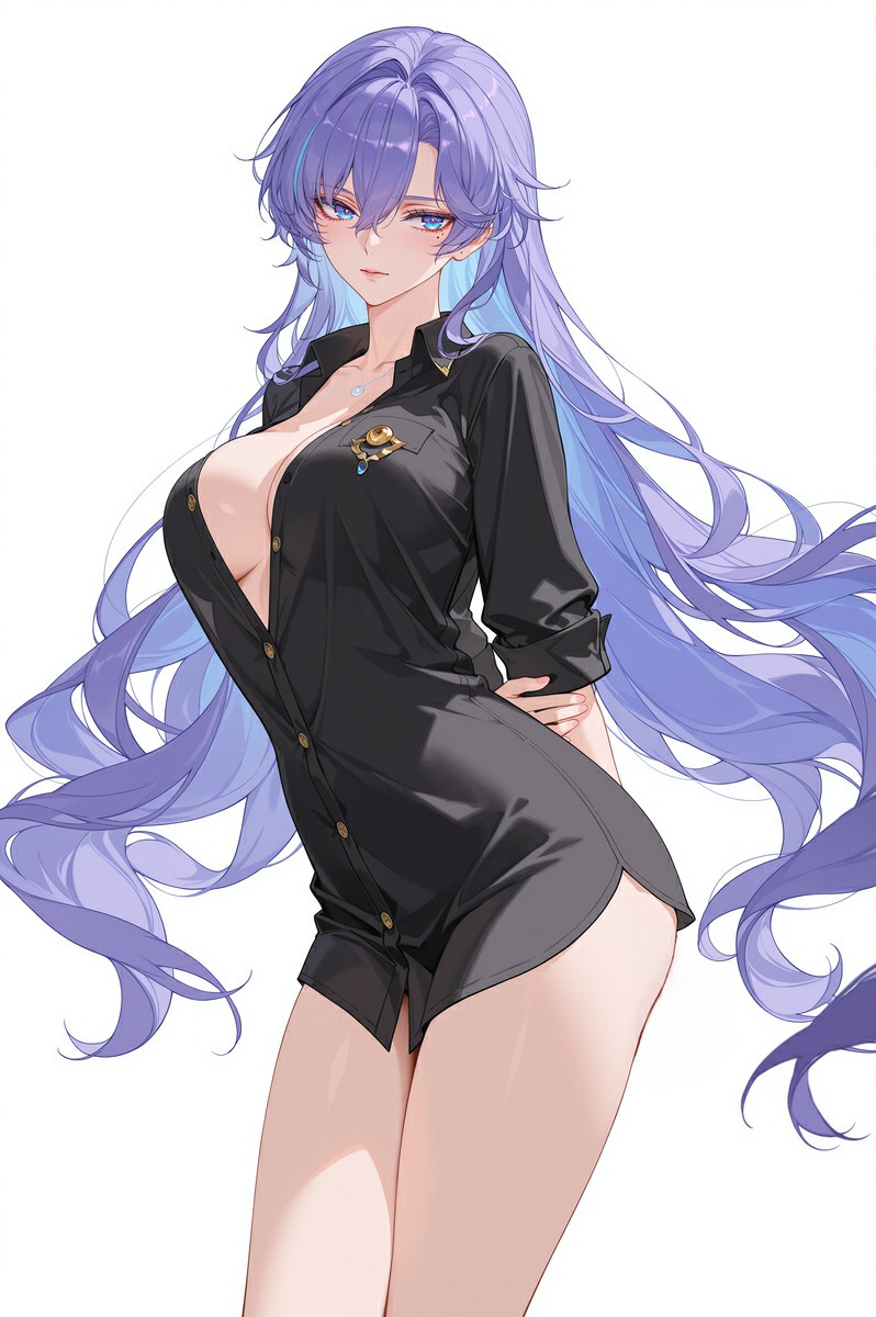 紫色长发御姐的魅力穿搭