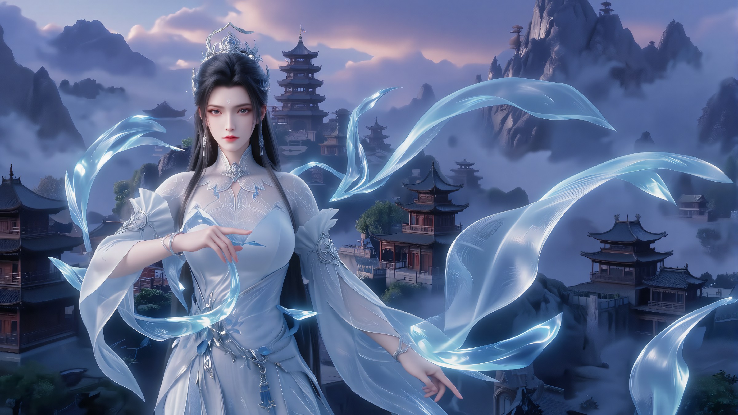 仙侠古风美人 云雾仙城氛围感拉满