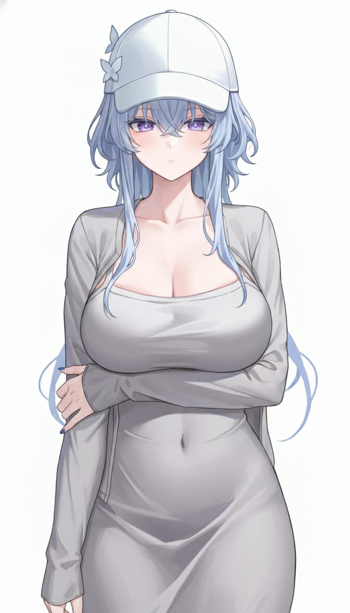 蓝发清冷少女 简约穿搭勾勒绝佳好身材