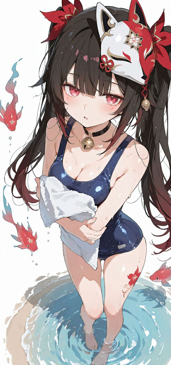 夏日泳装狐面少女的清凉心动瞬间