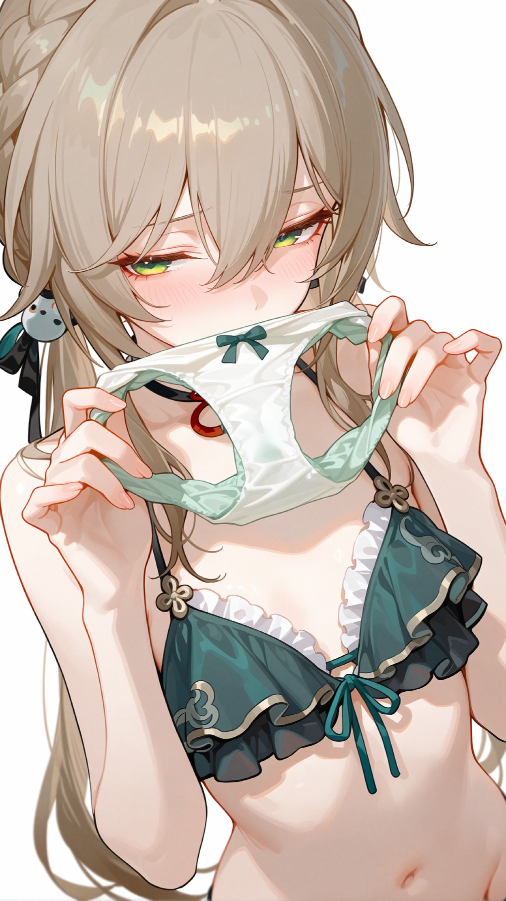 二次元美少女手持内衣的害羞瞬间