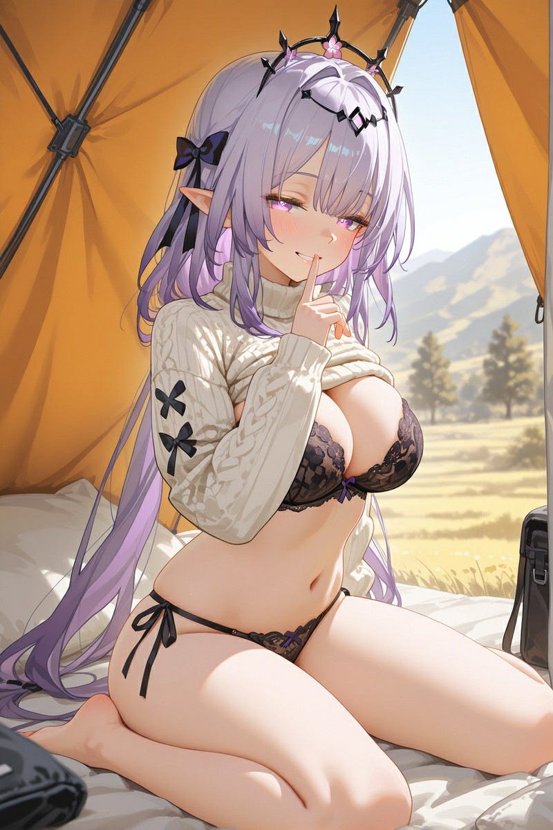 梦幻露营中的灵动美少女