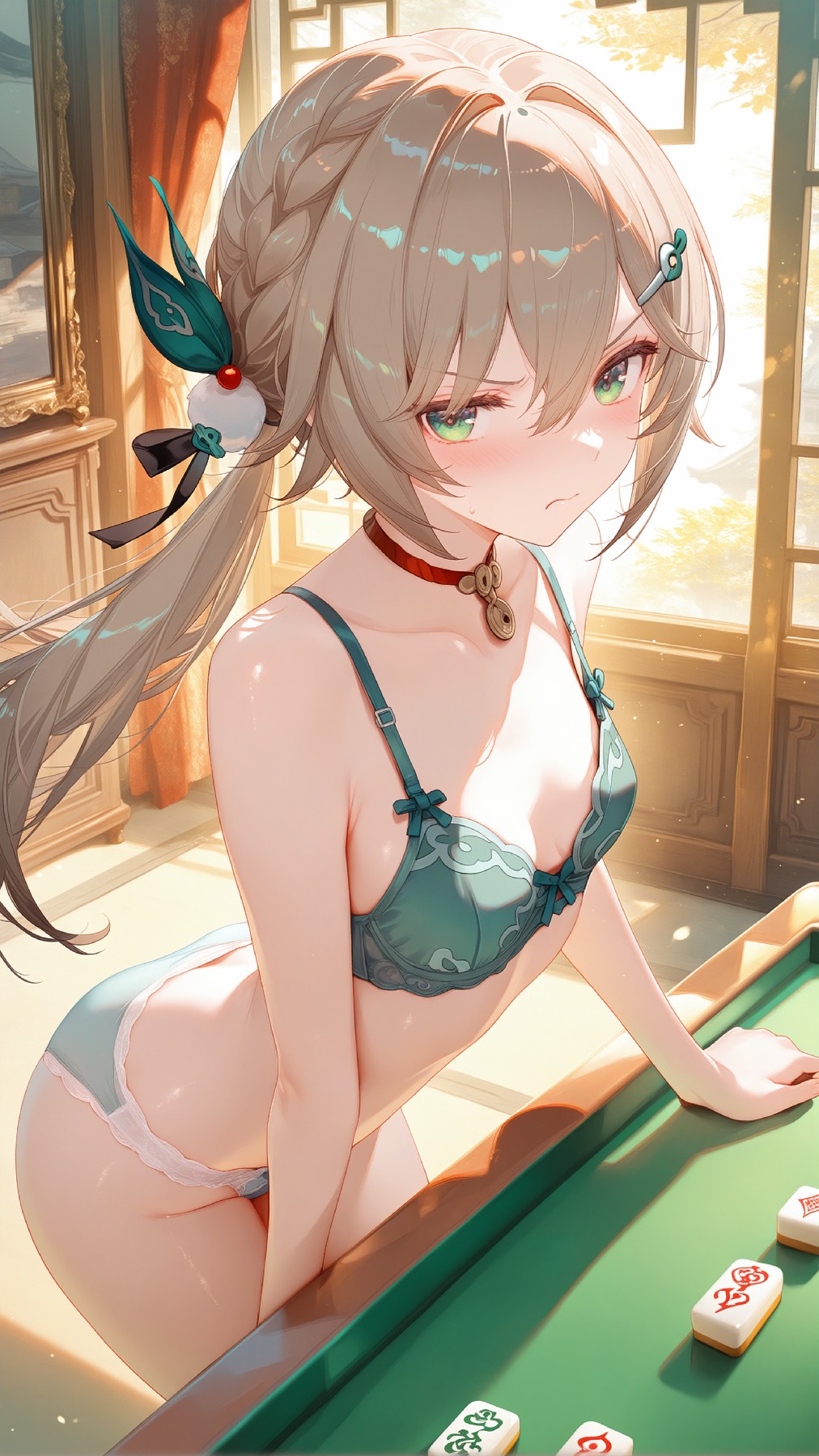 麻将桌旁的元气少女，氛围感拉满