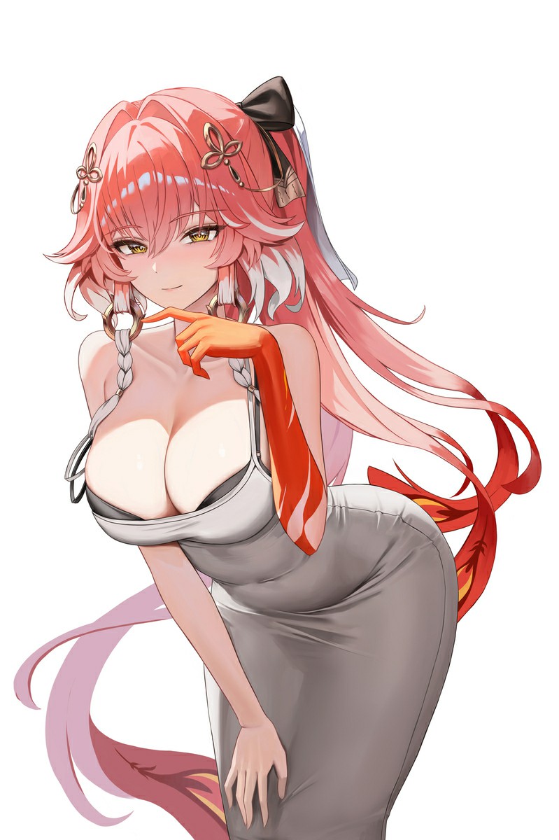 粉发二次元女神的紧身裙绝美造型