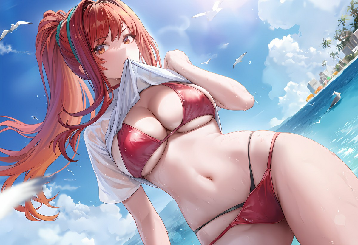 夏日海边泳装少女，元气满满超吸睛