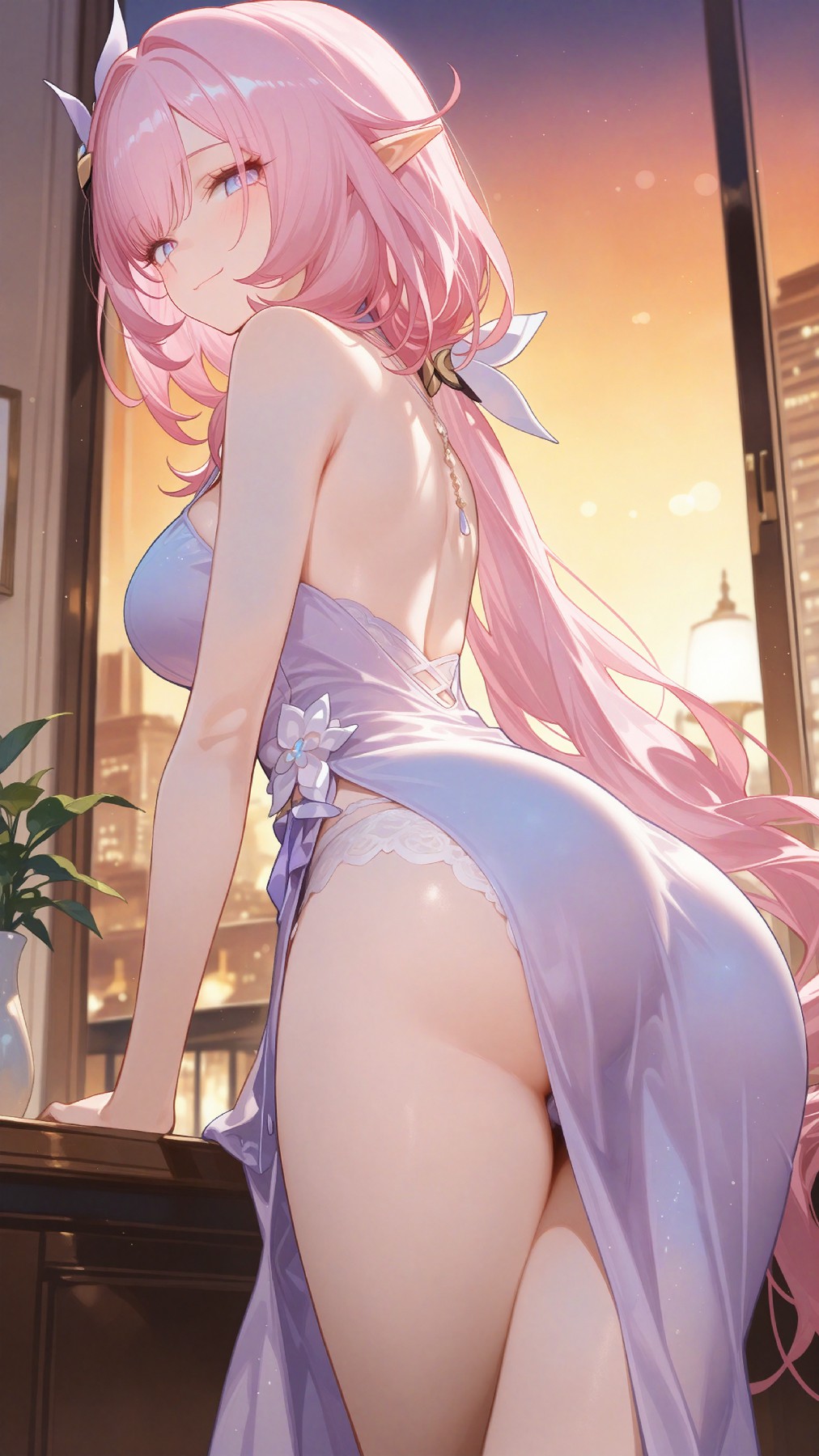 梦幻粉发少女的优雅瞬间