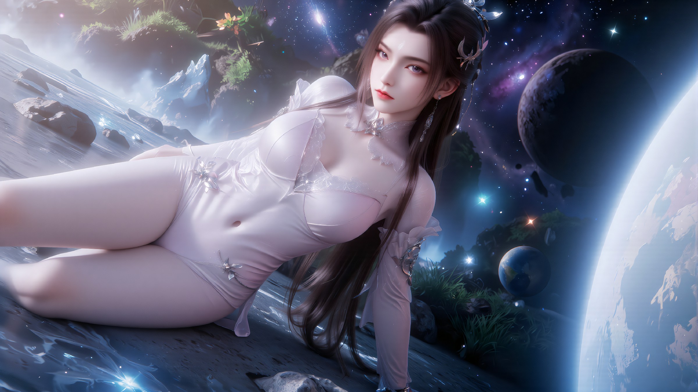 星空秘境中的性感佳人写真