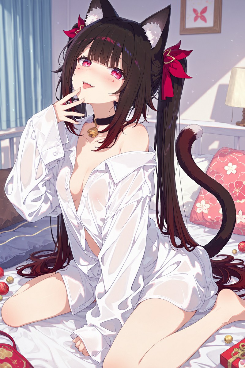 甜系猫耳娘的居家慵懒氛围感