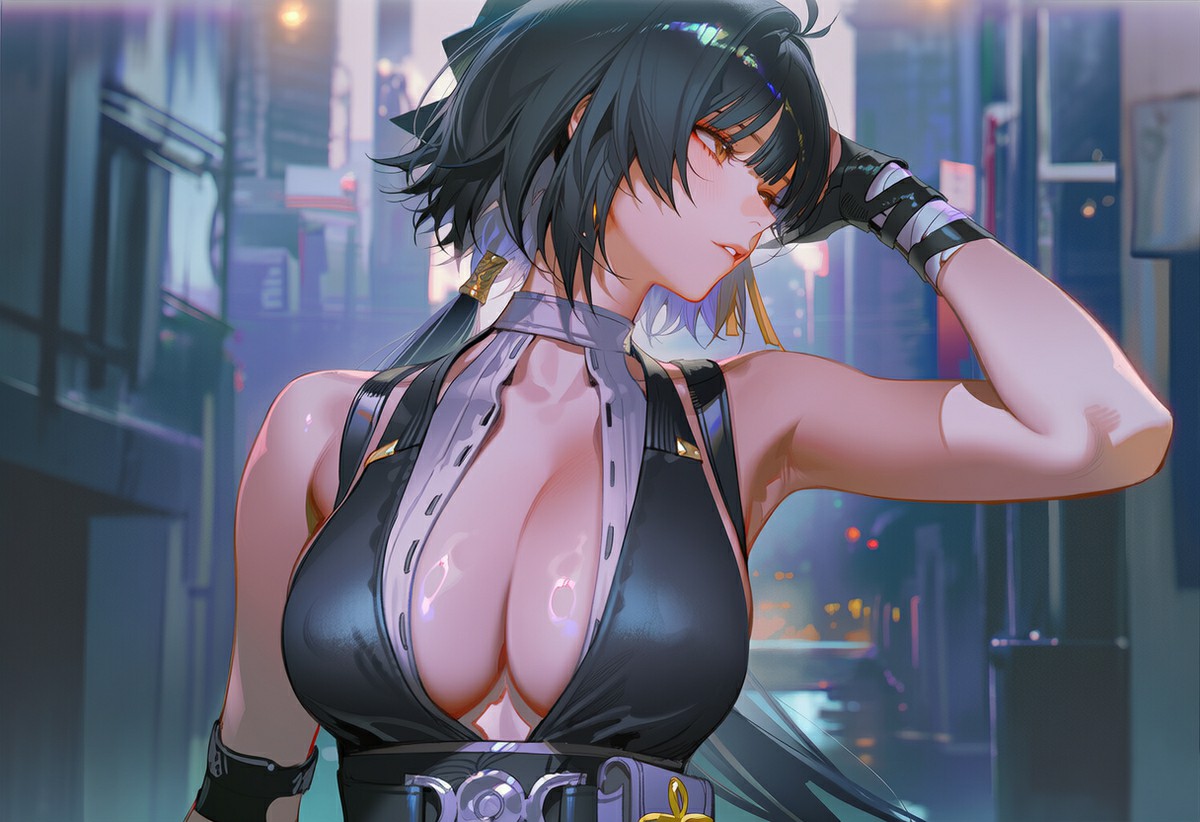 雨夜霓虹街巷 冷艳御姐气场全开超吸睛