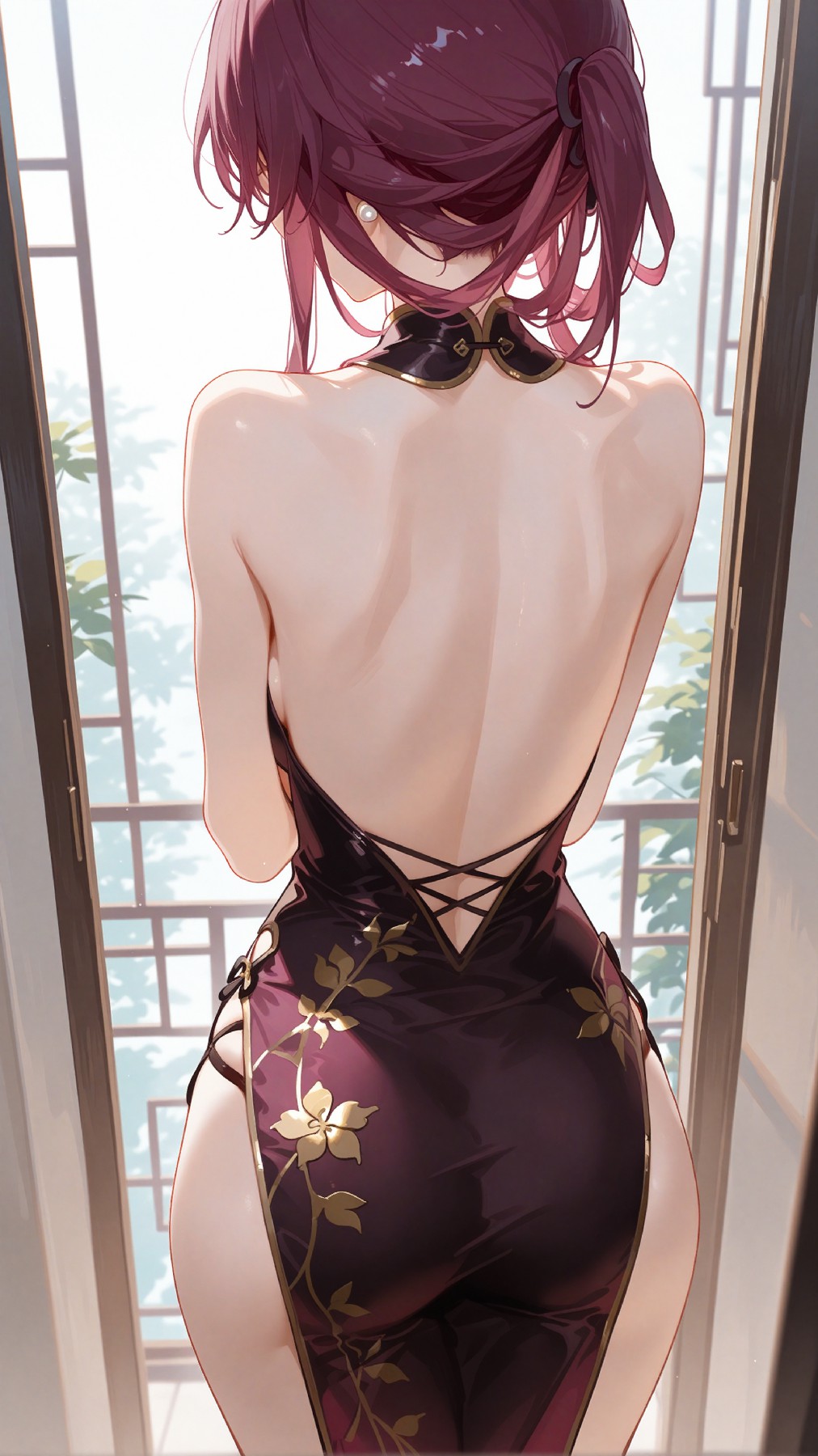 卡芙卡国风旗袍出镜，露背设计尽显妩媚