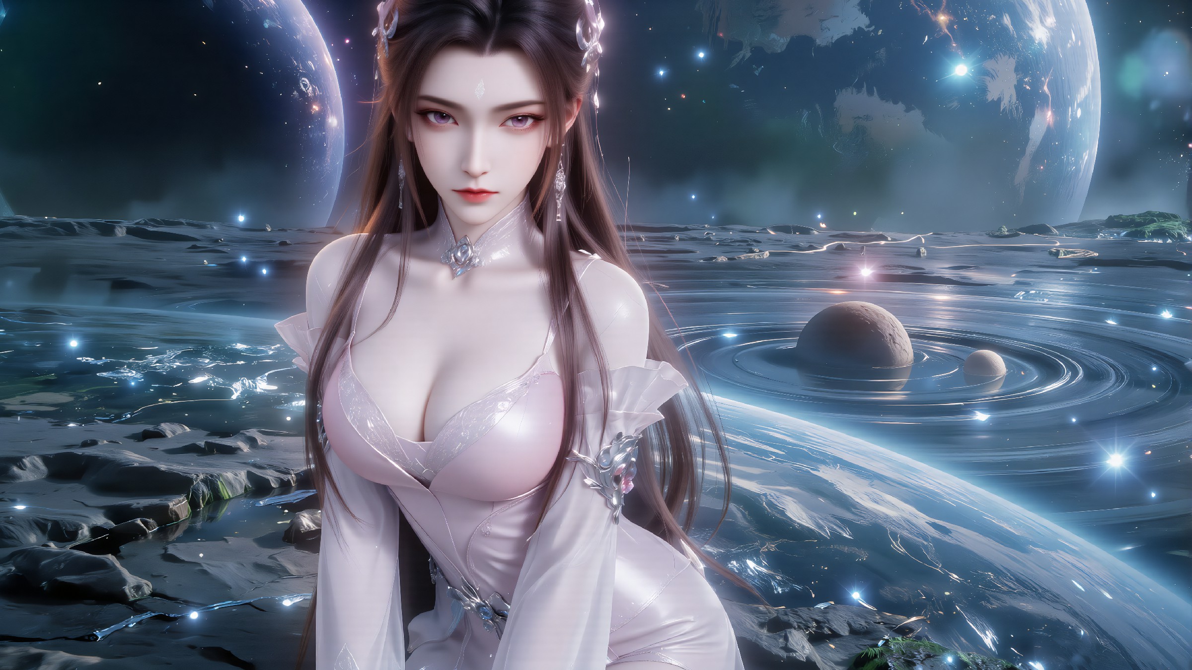 星空秘境中的粉衣仙侠美人