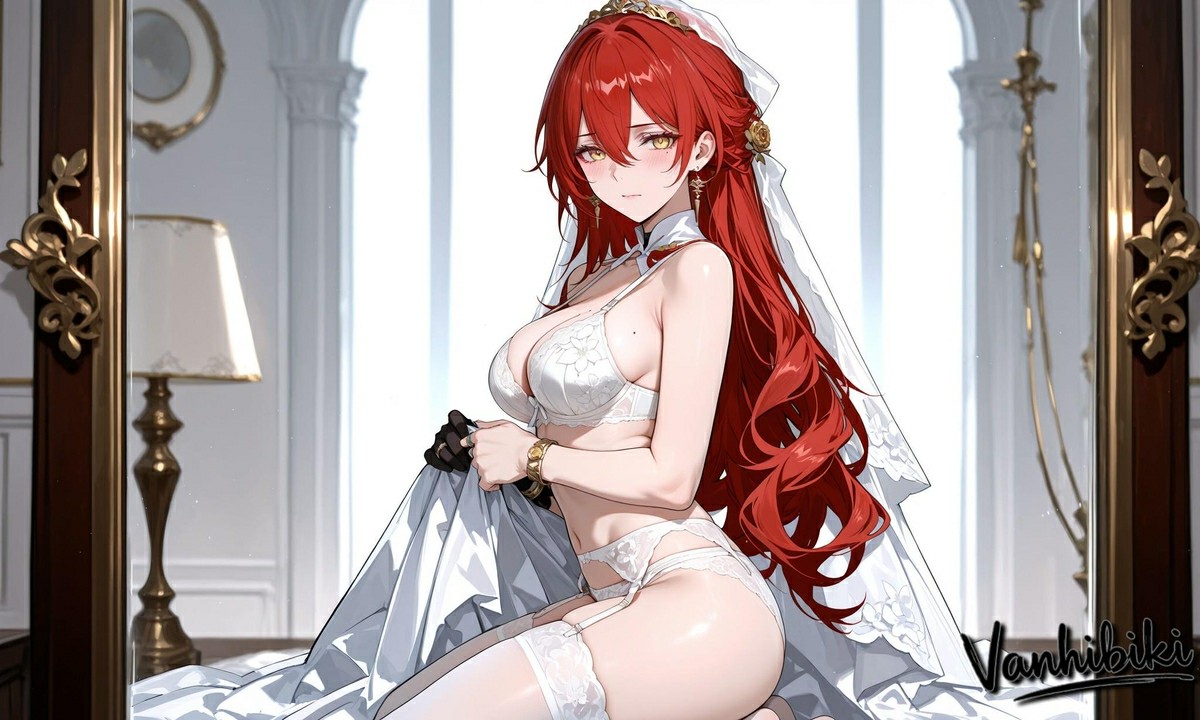 红发婚纱风动漫角色 蕾丝内衣造型惊艳