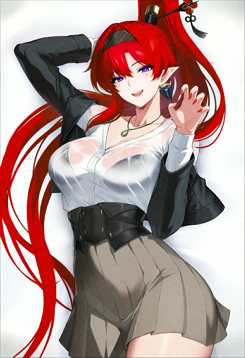 红发精灵御姐慵懒躺卧 尽显勾人魅惑感