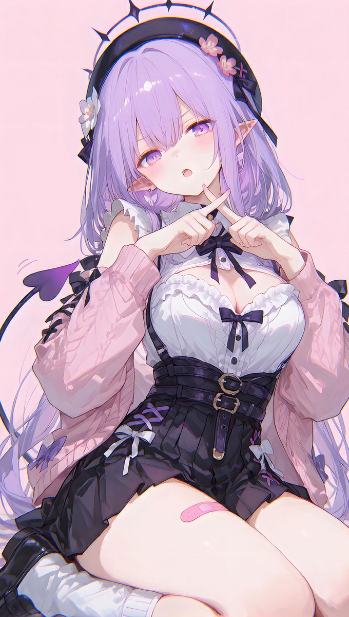 粉紫洛丽塔风精灵耳二次元美少女