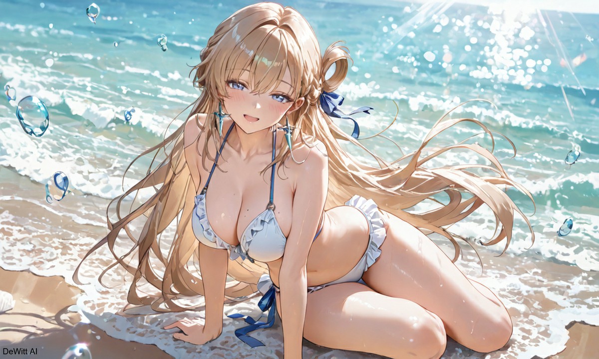 海边比基尼少女的夏日浪漫