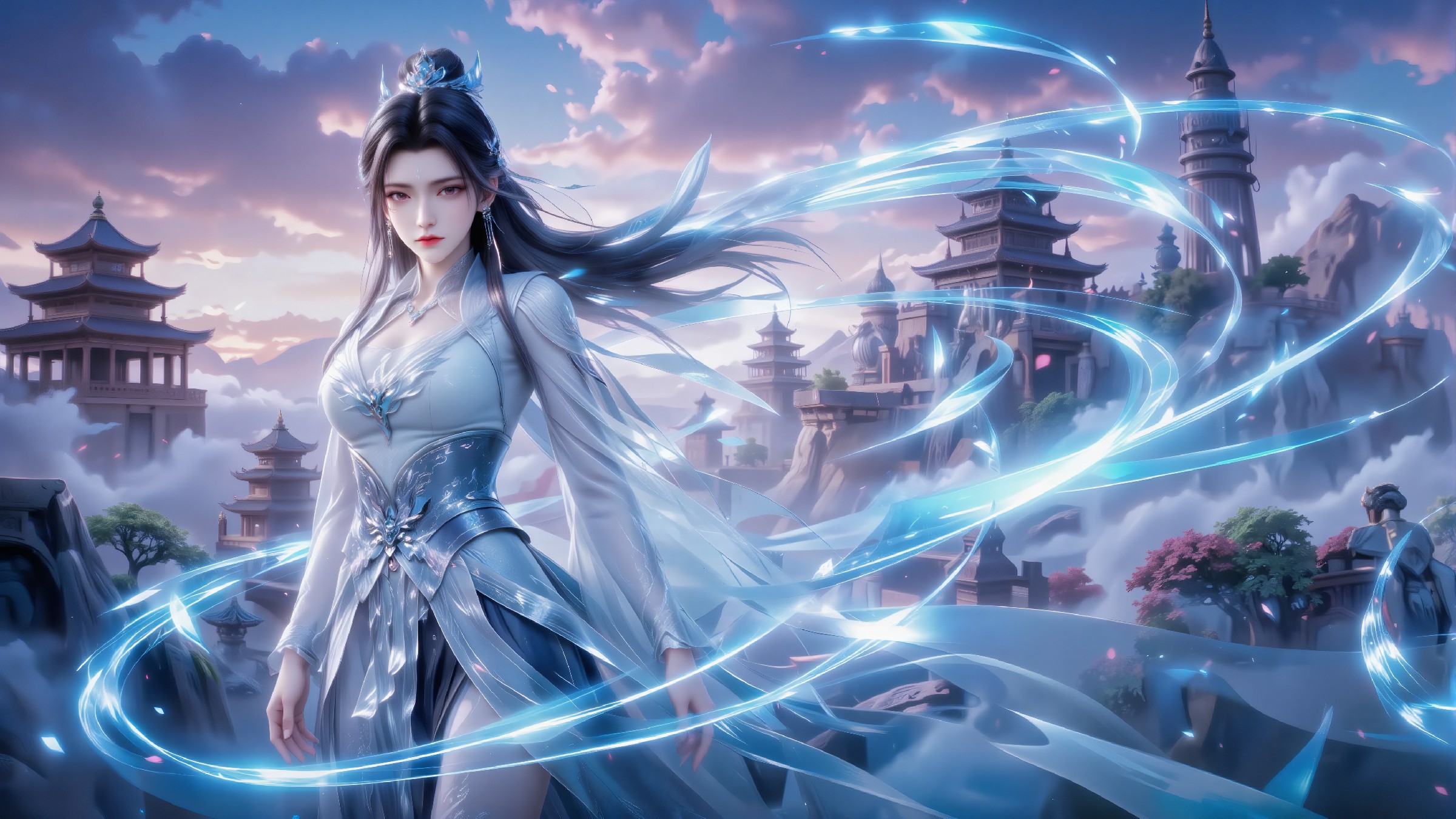 仙气飘飘古风美人与梦幻仙宫同框