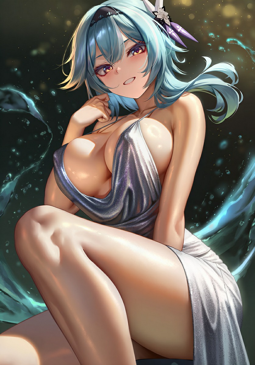 梦幻蓝发少女的魅力瞬间