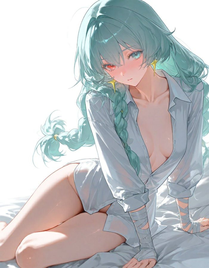 薄荷绿发少女的慵懒氛围感穿搭