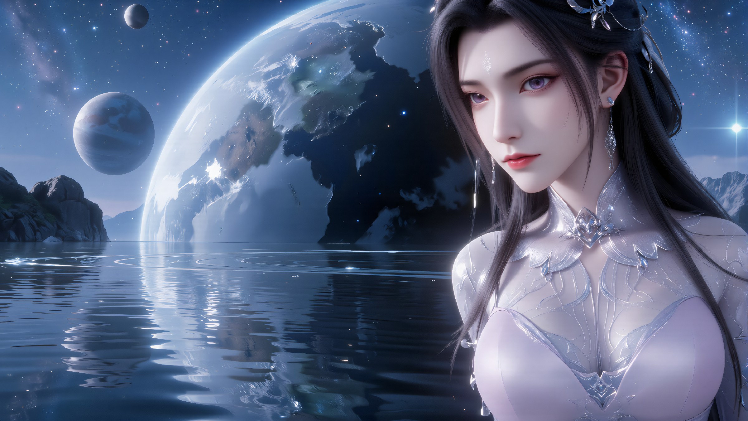 星空下的古风仙子 梦幻仙侠场景