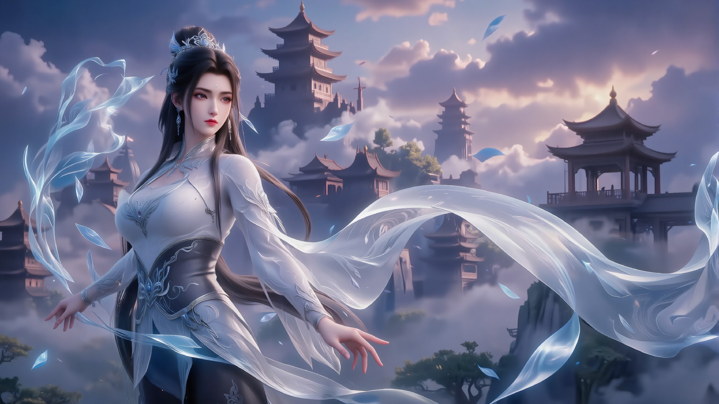 云端仙侠仙子 仙气萦绕古风画卷