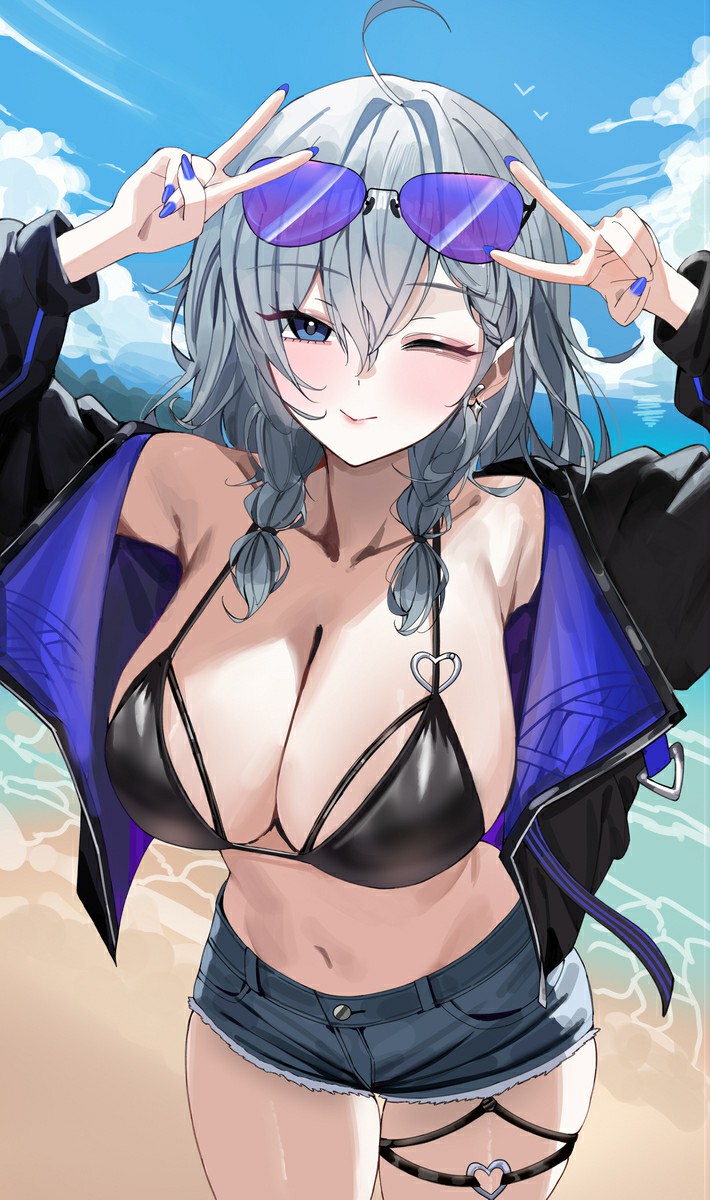 海边时尚酷飒二次元少女