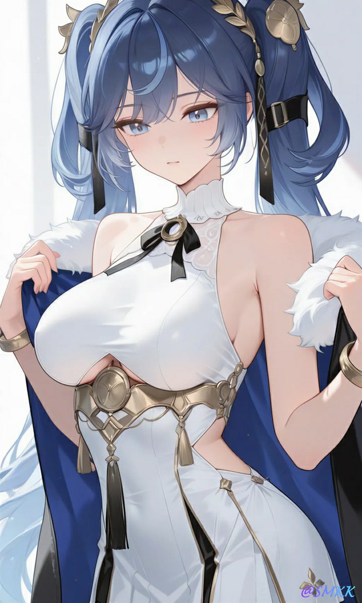 蓝发双马尾动漫角色，华丽造型超吸睛