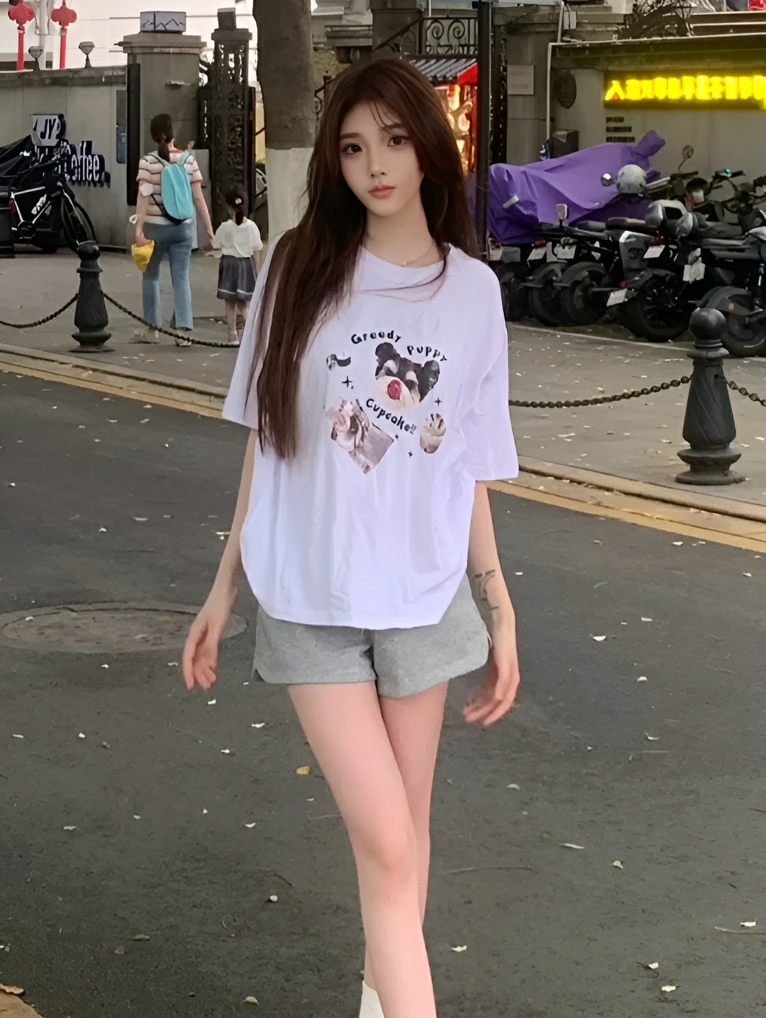 夏日街头可爱穿搭｜小狗印花T恤太吸睛