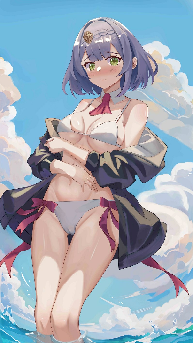 清凉泳装美少女的夏日风情