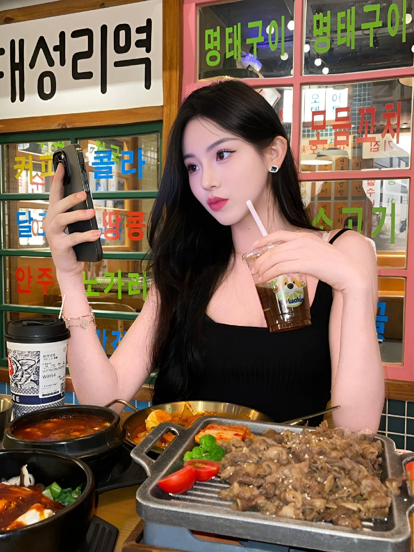 韩式美食街自拍 烤肉火锅吃到爽