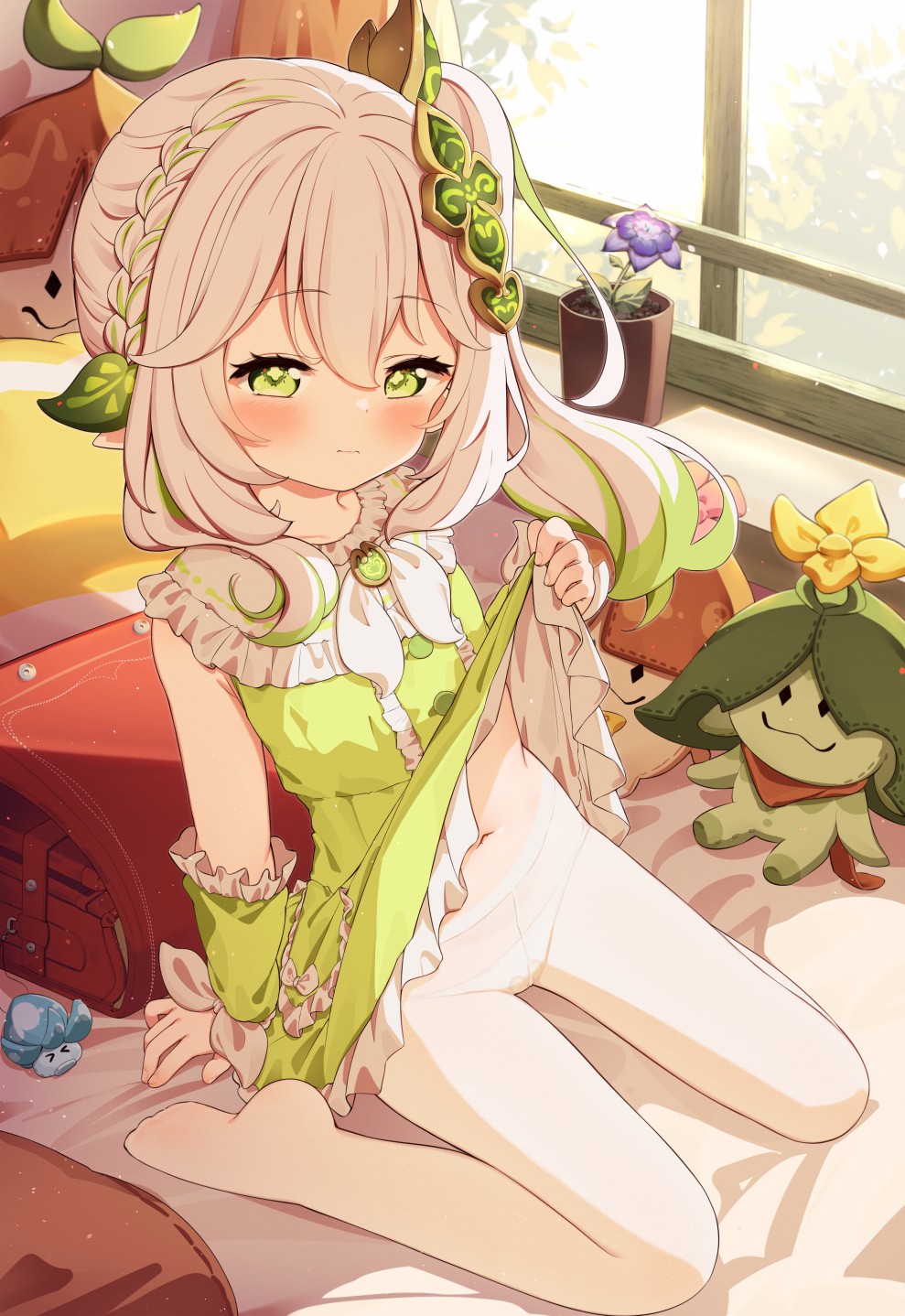 午后窗边的纳西妲，软萌害羞的可爱瞬间