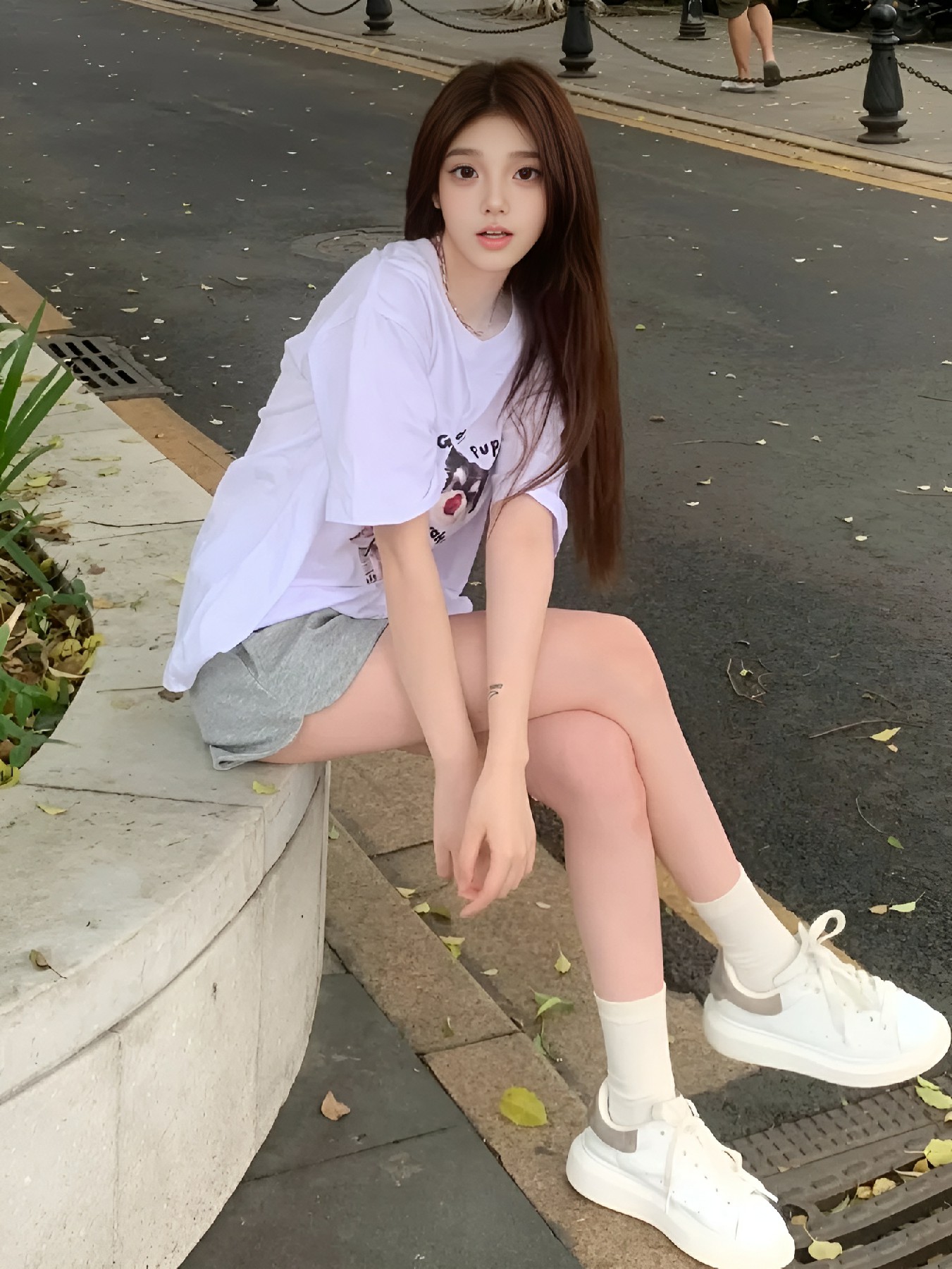 夏日清新穿搭｜白T灰短裤的松弛感