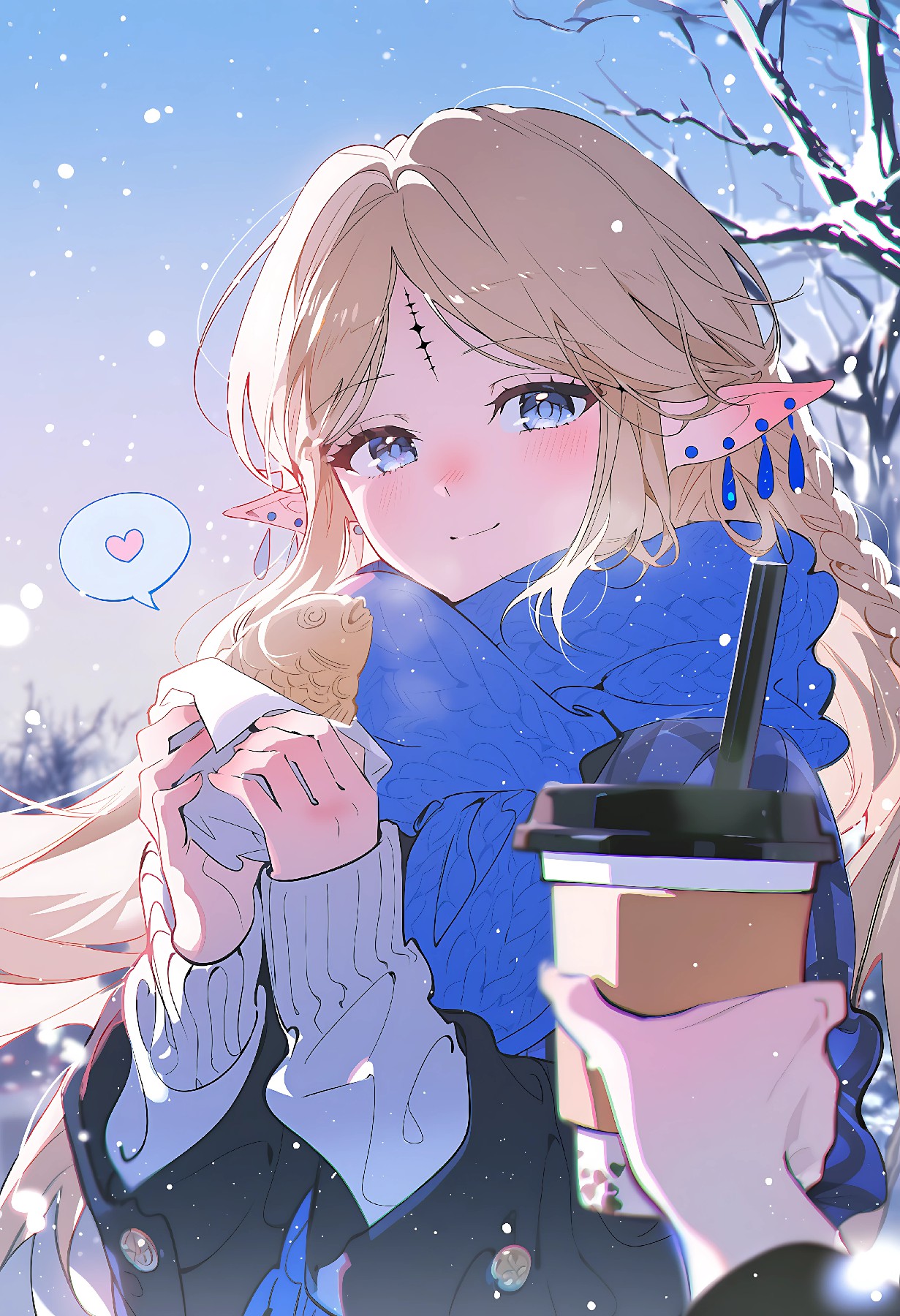 雪天偶遇精灵少女，共享暖冬治愈甜蜜时刻