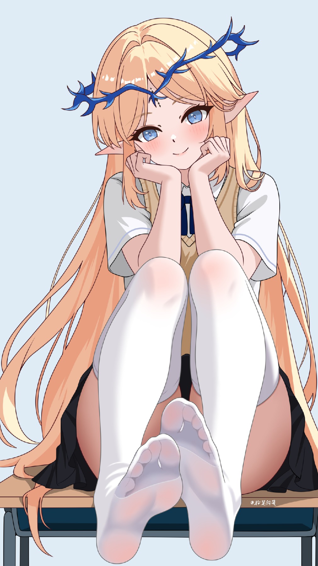 梦幻精灵少女的甜美坐姿