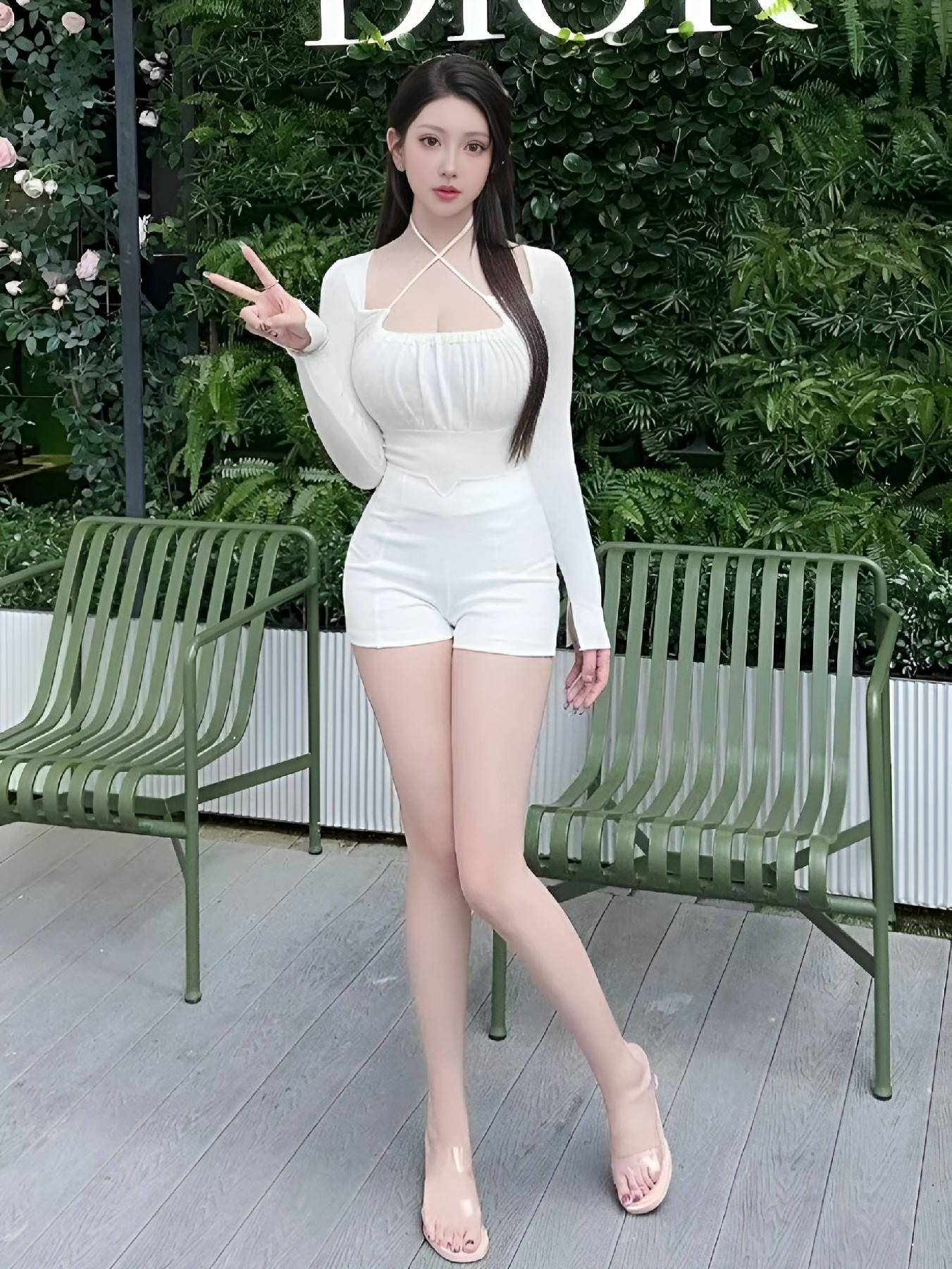 纯欲风白色连体短裤｜夏日辣妹穿搭