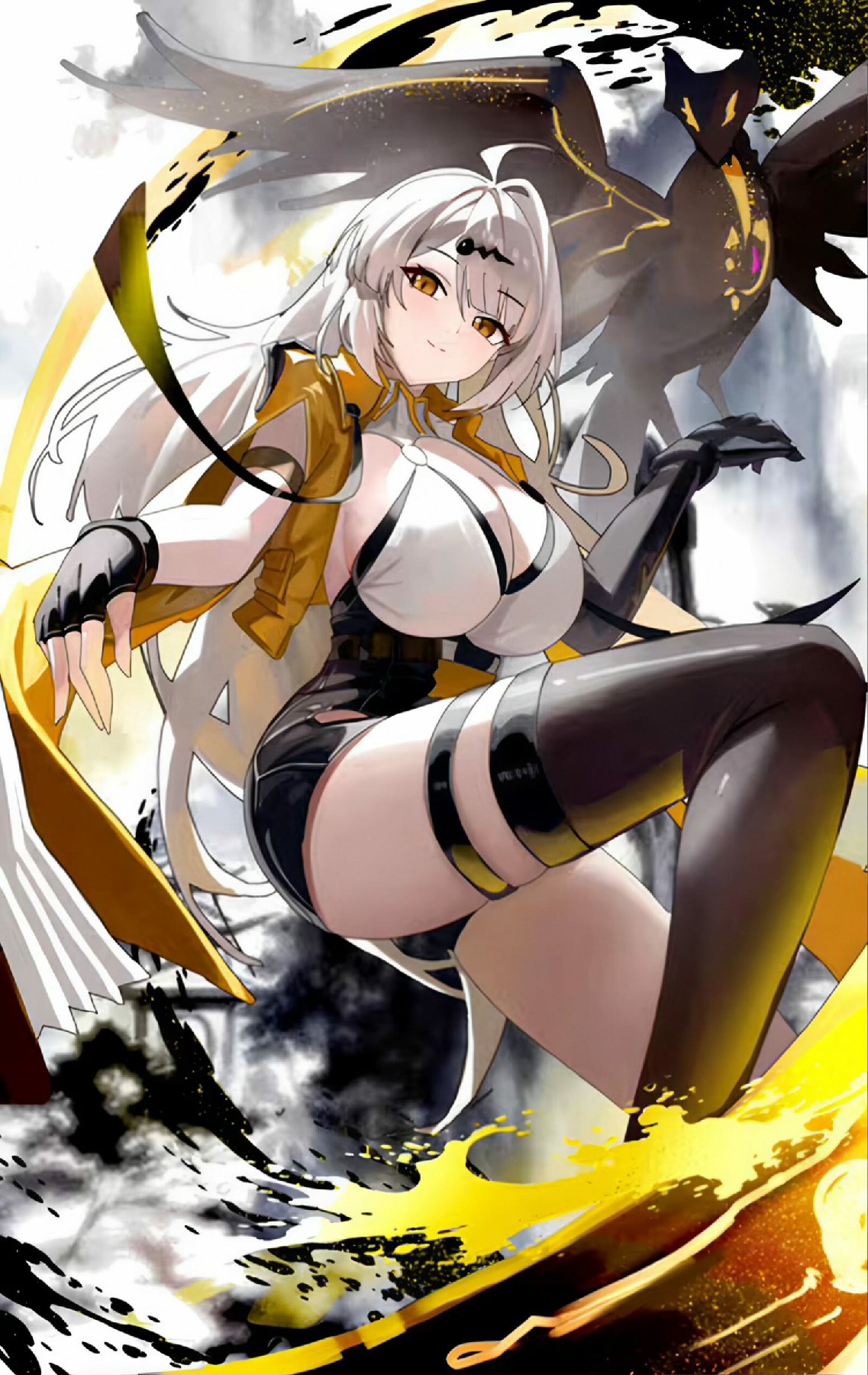 银发金黑战姬风二次元美少女立绘