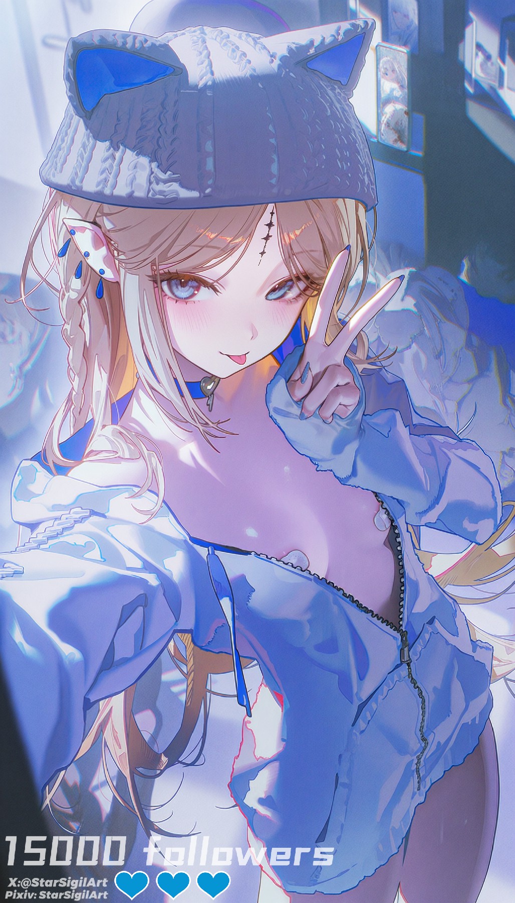 猫耳娘蓝调自拍｜15000粉丝纪念