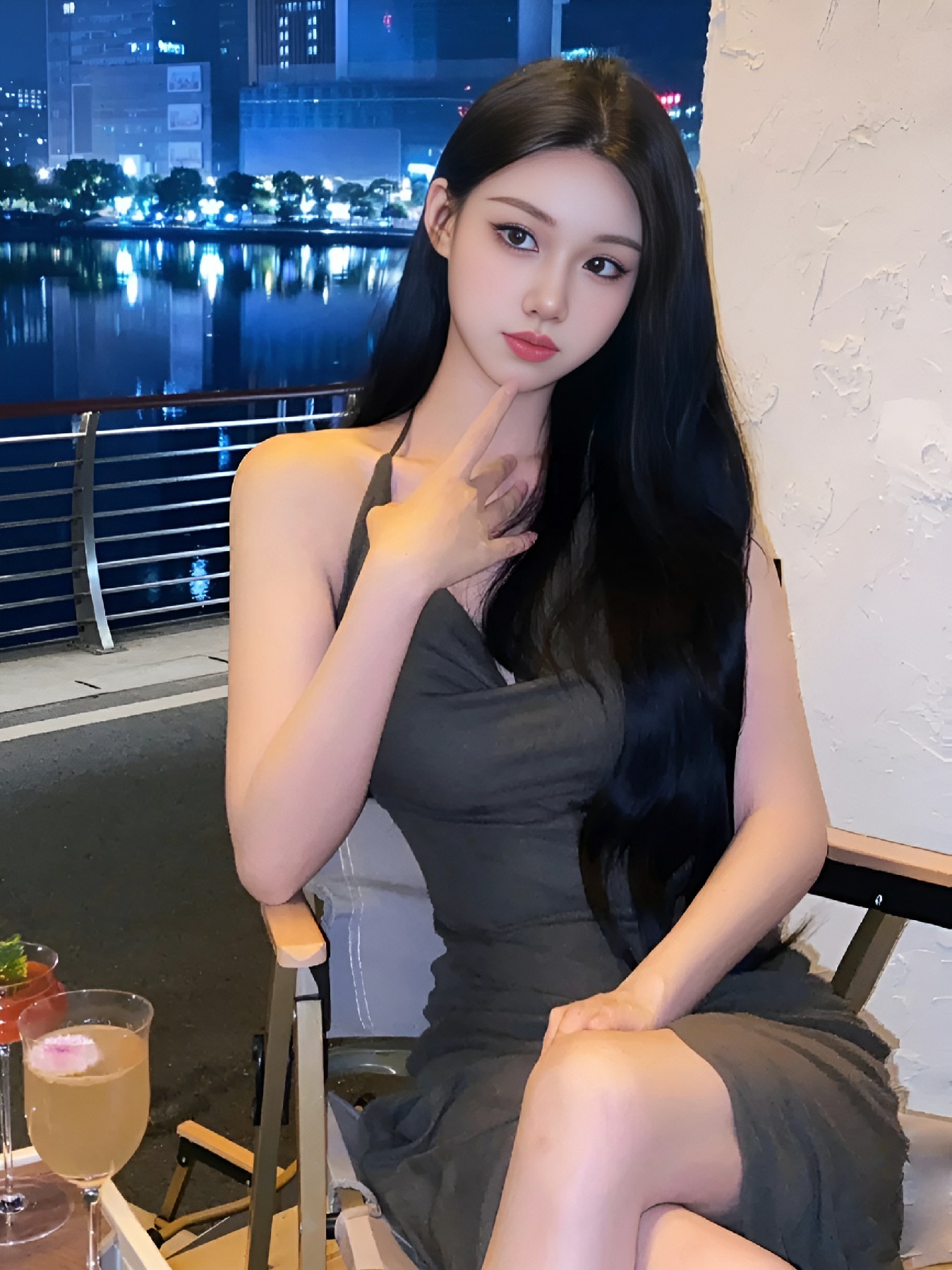 夜晚江边｜吊带裙打造浪漫微醺感